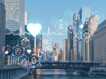 Stadsvy med hälsobaserad grafik