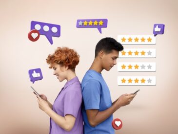 Två personer som betygsätter tjänster