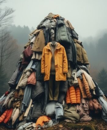 En stor klädhög ute i naturen